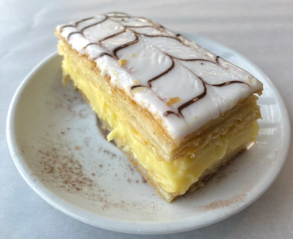Piece of vanilla custard cake