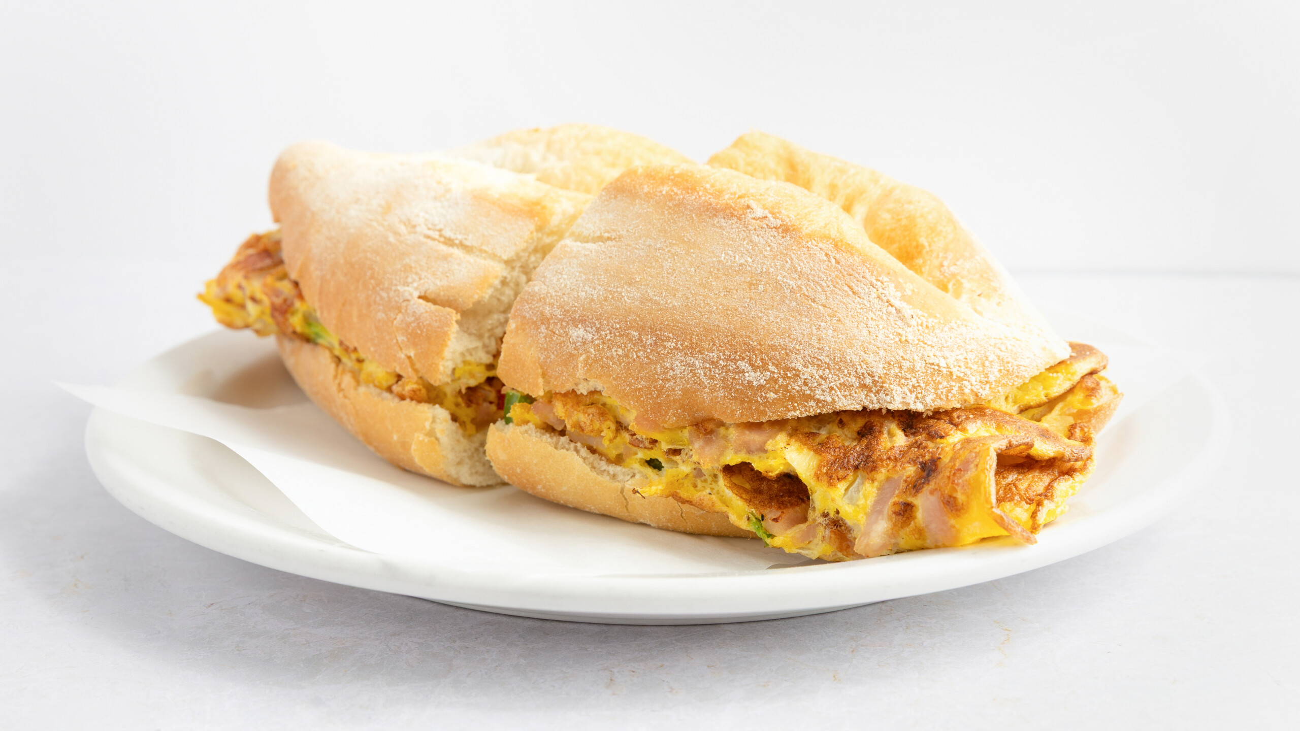 Western style omelette sandwich